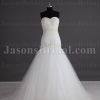 Glamorous Trumpet Sweetheart Beaded Embroidered Asymmetrical Ruched Sweep Train Tulle Wedding Dresses