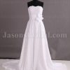 Gorgeous A-line Scalloped Sweetheart Ruched Belt Adorned Flower Sweep Train Lace Wedding Dresses