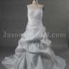 Ball Gown Sweetheart Beaded Appliques Asymmetrical Ruched Chapel Train Pick-up Satin Wedding Dresses