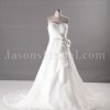 Princess A-line Sweetheart Asymmetrical Ruched Jeweled Bowknot Sweep Train Organza over Satin Wedding Dresses